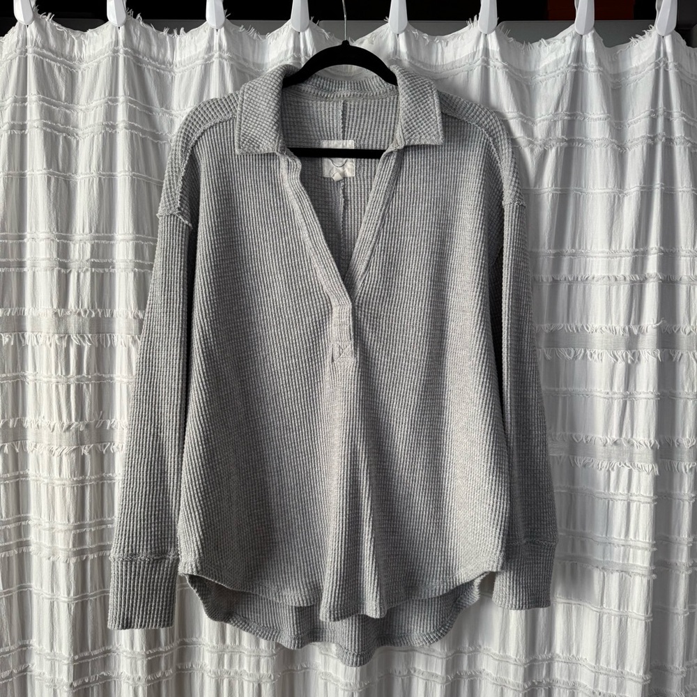 Aerie Gray waffle Sweater